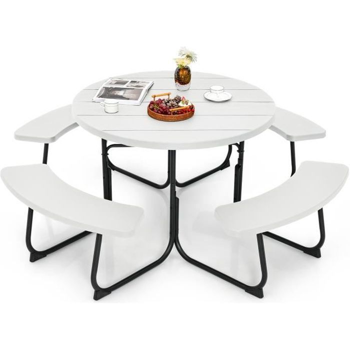 Cao Set Pique-Nique 4 Personnes Blanc - Vaisselle Réutilisable Complète