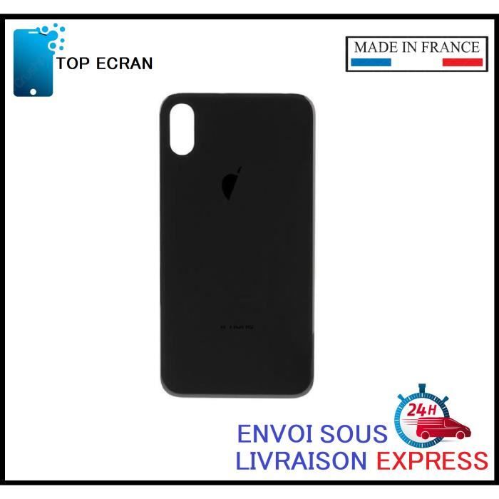 Vitre arrière pour Iphone X NOIR avec LOGO et Adhesif