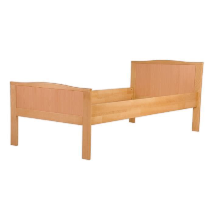 Lit simple hêtre naturel 90x200 extra haut pour les personnes âgées avec sommier 60.70-09FL Lit simple hêtre naturel 90x200 extra haut pour les personnes âgées avec sommier 60.70-09FL