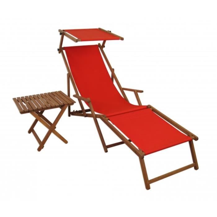Chaise longue de jardin rouge bain de soleil pliant repose-pieds pare-soleil table 10-308FST Chaise longue de jardin rouge bain de soleil pliant repose-pieds pare-soleil table 10-308FST
