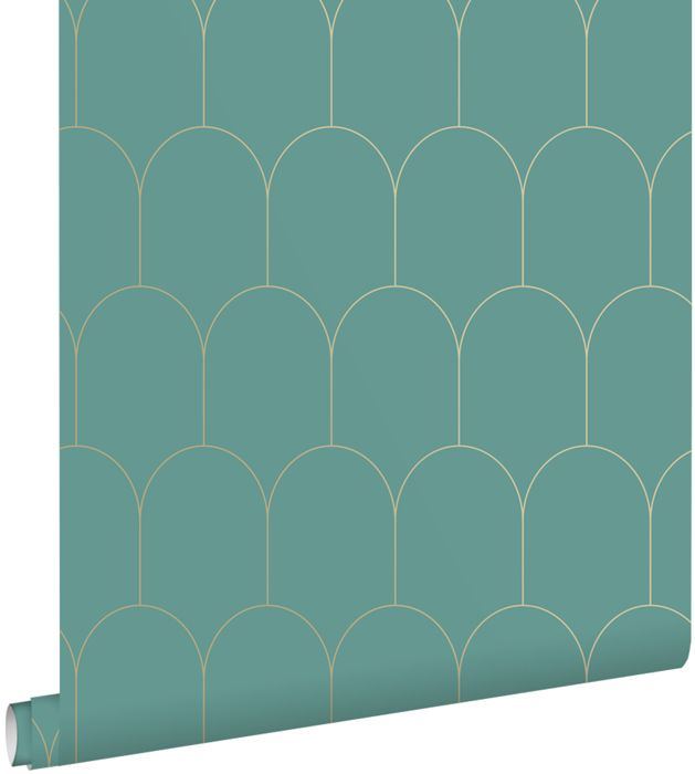 Papier Peint Art Deco Bleu Canard