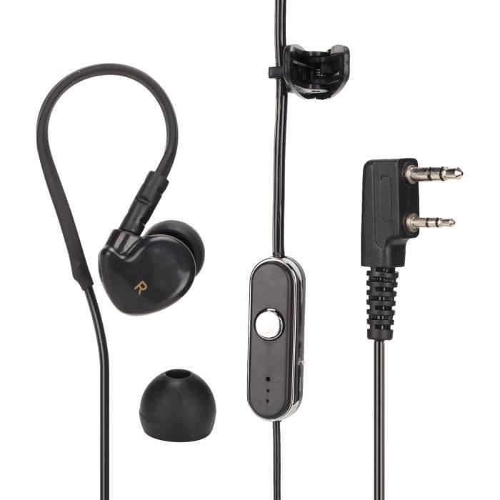 Oreillette En G Avec Micro PTT - Compatible Baofeng, Kenwood (UV-5R, UV-82, BF-888S) - Crochet Réversible, Câble Rétractable - Pour Chantier, Randonnée, Sécurité