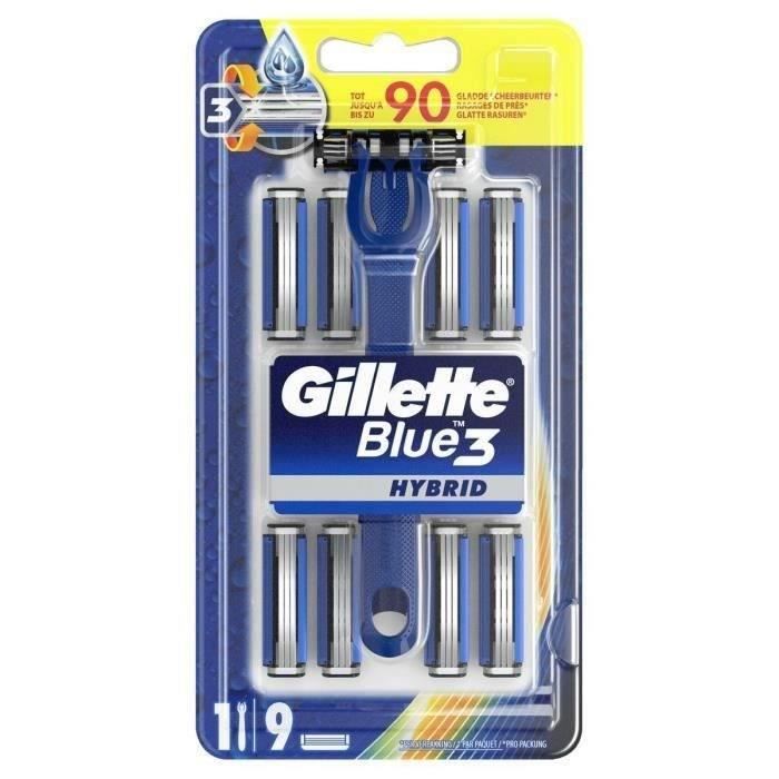 Gillette Blue3 Hybrid Manche De Rasoir + 9 Lames