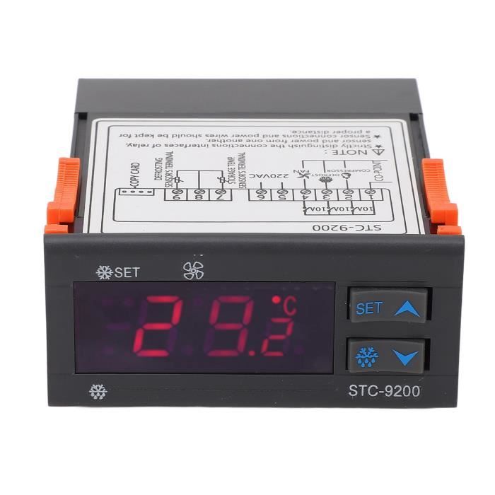 Régulateur Température Numérique STC 9200 - 10A 220V, Double Capteur, écran LED, Pour Congélateur, Armoire Froide