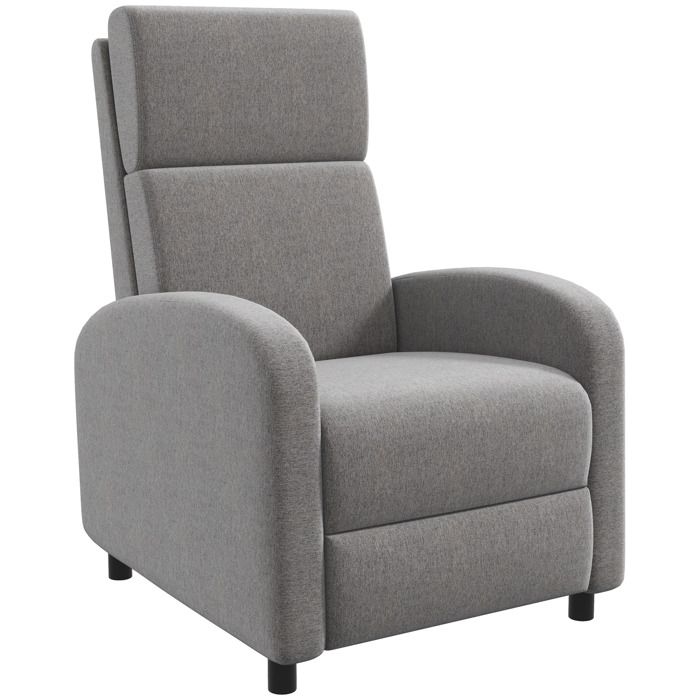 Fauteuil relax - HOMCOM - inclinable dossier réglable 160° repose-pied intégré home cinéma - 120 kg - gris