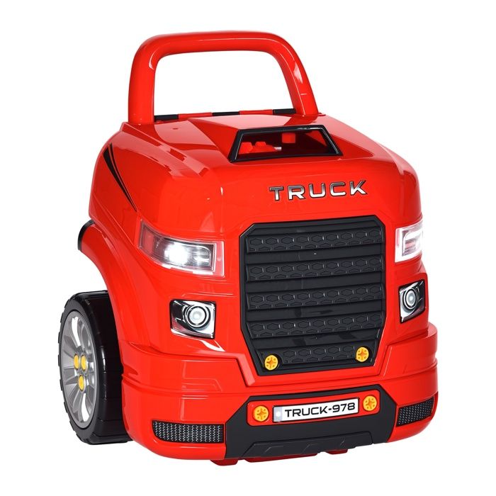 Camion mécano 2 en 1 - HOMCOM - jouet bricolage établi enfant jeu imitation mécanicien 61 pièces effets sonores LED - PP ABS - rouge Camion mécano 2 en 1 - HOMCOM - jouet bricolage établi enfant jeu imitation mécanicien 61 pièces effets sonores LED - PP ABS - rouge