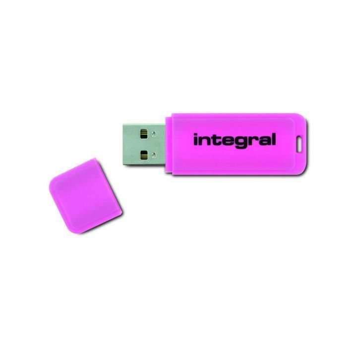 Clé USB INTEGRAL NEON ROSE 64 GO - USB 2.0 - Capacité de stockage 64 Go - Marque INTEGRAL