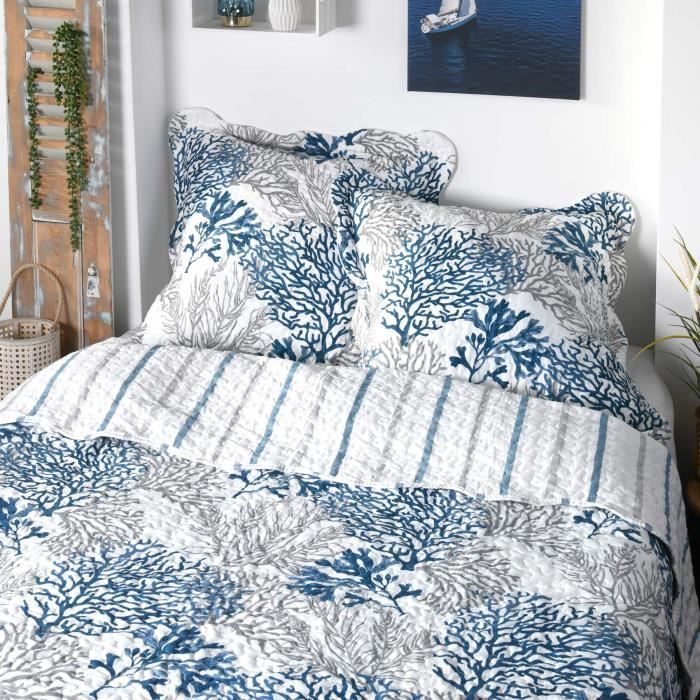 Stof Set couvre lit boutis Bamako et 2 taies taille 220 x 240 cm Jaune - Maison & Déco