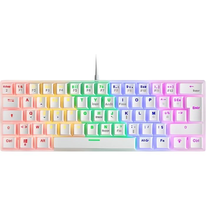 Clavier Gamer mécanique (Red Switch) Mars Gaming MK60 RGB (Blanc)