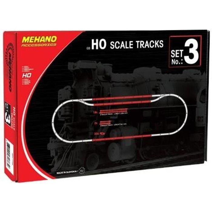 Mehano 2 x 3 cm Set de Rails Droit et Courbés F234 