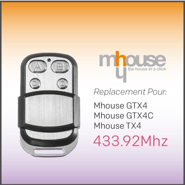 4 canaux 433,92Mhz rolling code remplacement emetteur de haute qualité pour LE MEILLEUR PRIX!!! Mhouse TX4 Compatible Télécommande