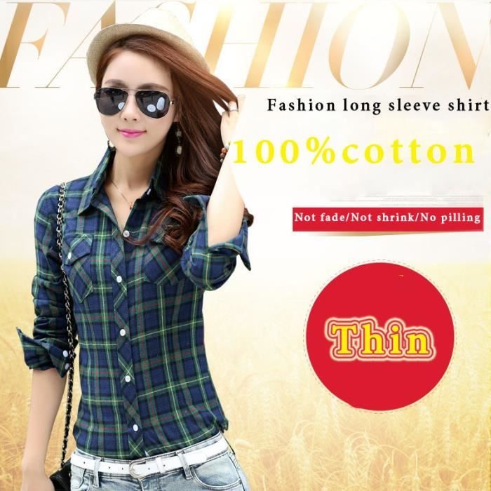 Chemise Cintrée Danny En Flanelle à Carreaux Ciel - Col Boutonné