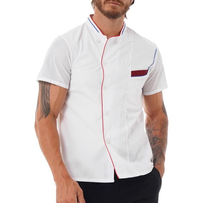 Veste De Chef Manches Courtes - Blouse Professionnelle Cuisine, Polyester, Tailles M à 4XL - Pour Restaurants, Traiteurs - 11