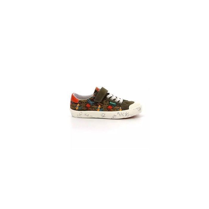 Kickers Kickers Gody - Baskets basses garçon kaki textile fermeture scratch