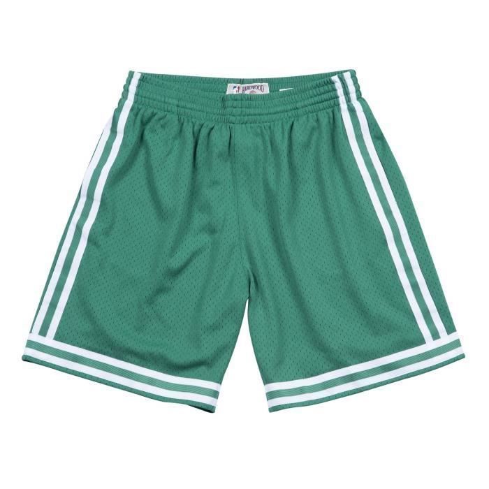 Short de basketball - MITCHELL & NESS - Boston Celtics Road 1985-86 - Blanc - Mesh respirant - Ceinture élastique