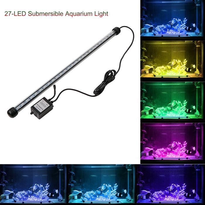 5.5W Lampe 27LEDs Tube Eclairage Lampe de réservoir de poissons télécommandé 100-240V pour Aquarium Poisson