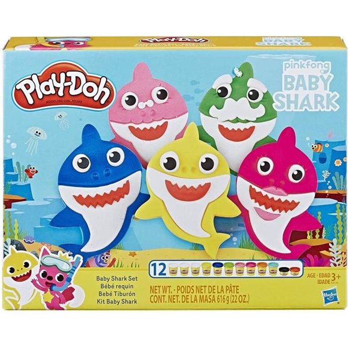 Play Doh Pinkfong Baby Shark Set Avec 12 Boites Non Toxiques Cdiscount Jeux Jouets