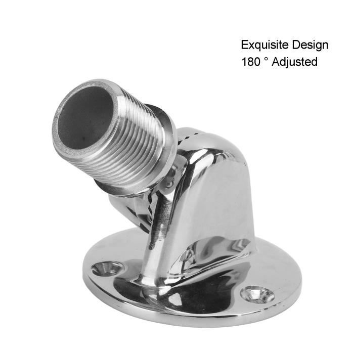 Support Antenne Marine VHF - Cliquet Réglable Acier Inox 316 - Rails 22-25mm