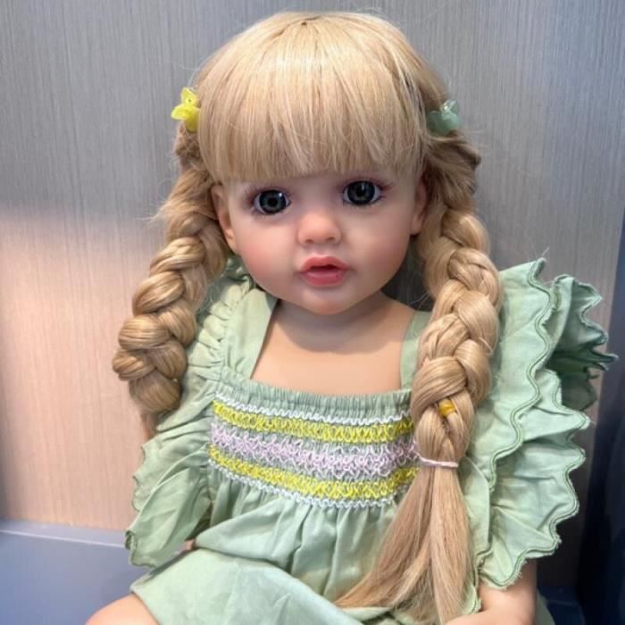 Poupée de princesse petite fille avec de longs cheveux bouclés en silicone doux, poupée réaliste de bébé, jouets de renaissance - Chine Silicone et Vinyi prix