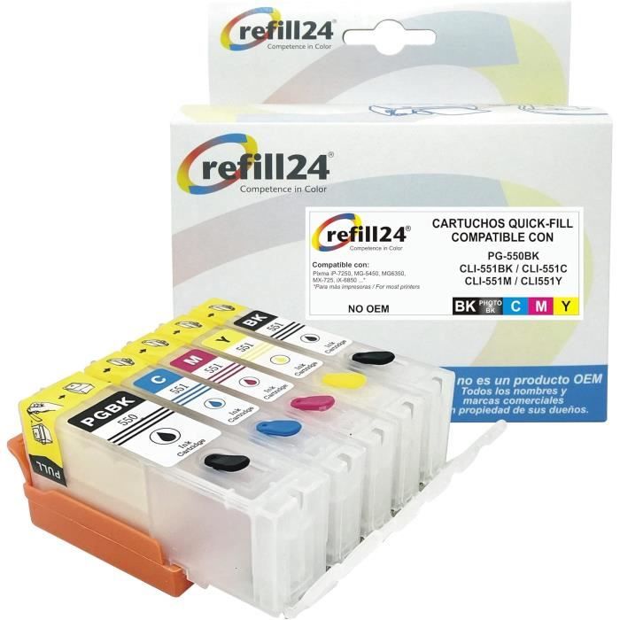 Lot De 5 Cartouches D'encre Compatibles Canon CLI-551 / PGI-550 - Pour Imprimantes Pixma - Neuf