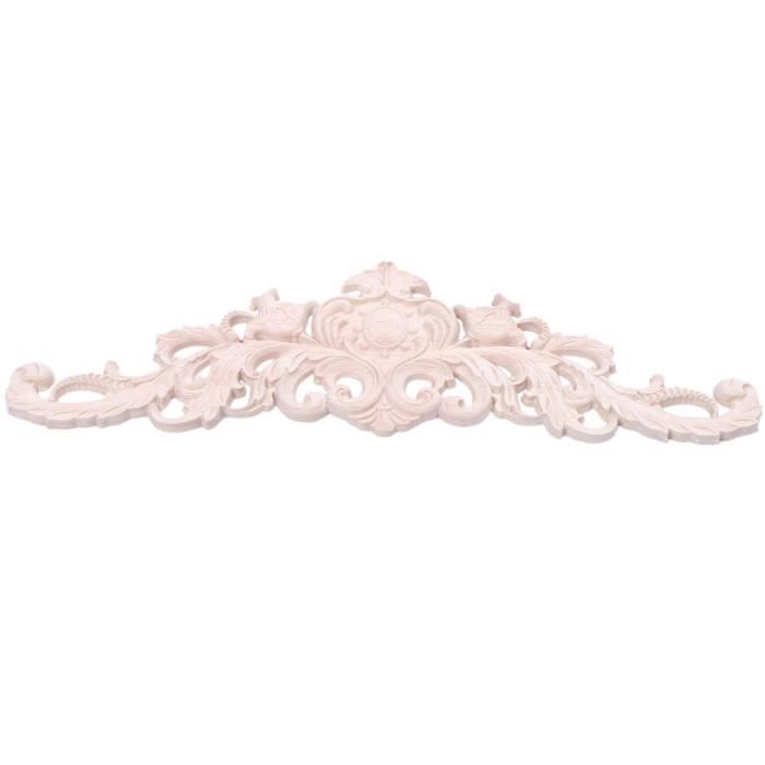 VAGUE Décalque En Bois Sculpté Onlay Non Peint Sculpture Applique Décoration Murale De Meubles