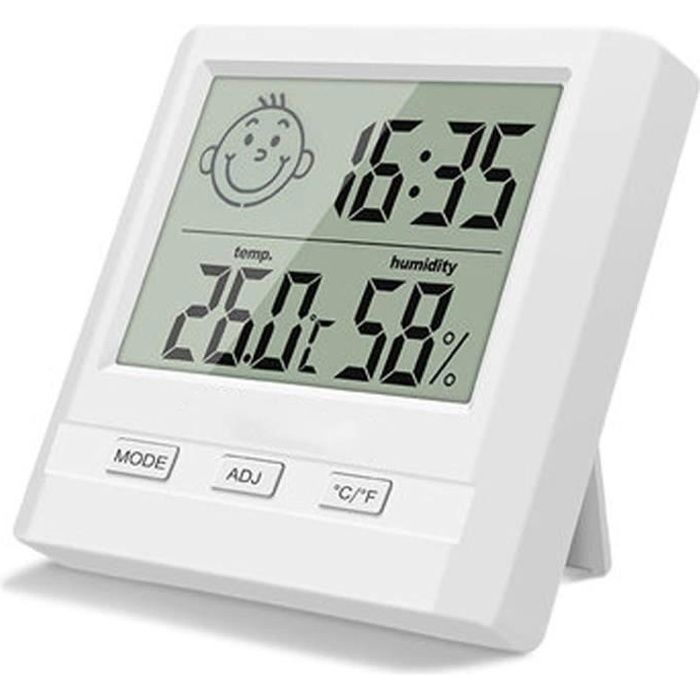 Thermometre D Interieur Hygrometre De Digital Avec L Affichage De L Heure Metre Precis De Moniteur D Humidite De La Temperature Cdiscount Puericulture Eveil Bebe