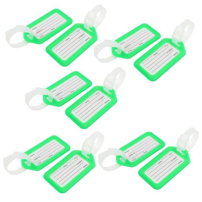 Lot De 3 étiquettes à Bagages En PU Marron Clair – Identification Valise/sac, Neuves