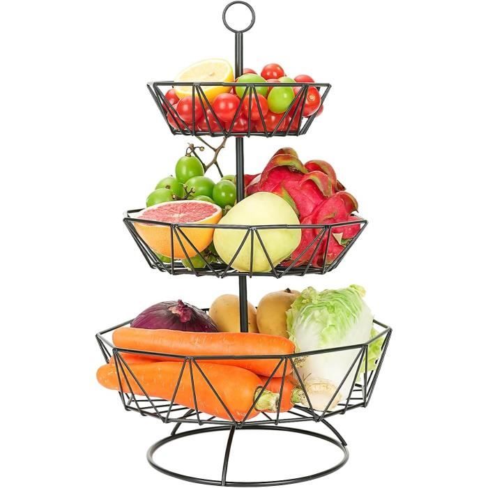Corbeille à Fruits 3 étages SUMTree - Panier Métal Forme Lotus 24cm Diamètre