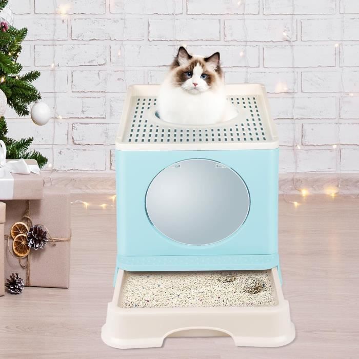 Bac à Litière Pliable pour Chaton avec Couvercle, Litiere pour Chat Fermée, Litiere Auto
