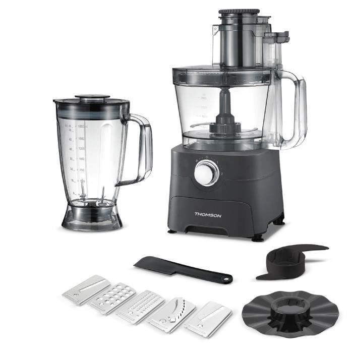 THOMSON - THFP93510A - Robot multifonction - Capacité bol 3.5L - Capacité blender 1.8L - 2 vitesses - Fonction pulse - Noir