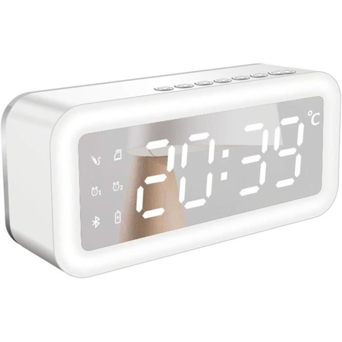 Réveil Blanc - parleur sans fil Bluetooth 5.0, enceinte, enceinte, parleur, hi-fi, colonne
