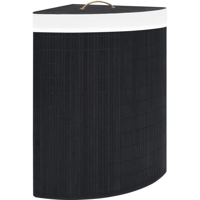 vidaXL Panier à linge dangle Bambou Noir 60 L