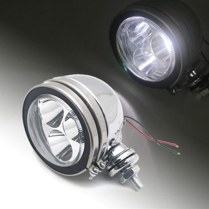Additionnels Lampes Moto Chrome métal Retro LED Passage du Phare de Phare de Phare de Brouillard