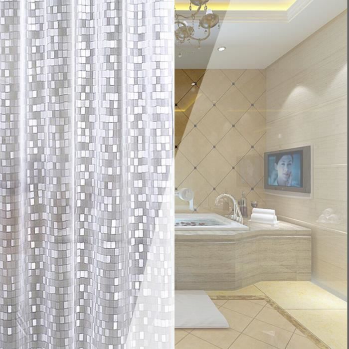 Rideau de Douche Transparent, 180x180cm 3D Rideau Douche Salle de