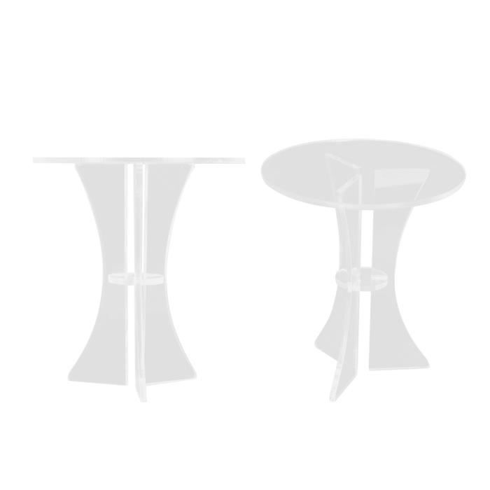 Table de maison de poup?�e 1:6 maison de poup?�e acrylique transparente table ronde meubles 