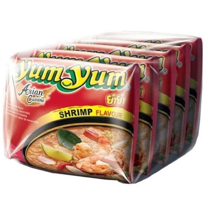 LOT DE 2 - YUM YUM - Shrimp Nouilles Saveur Crevettes - blister de 5 sachets de 60 g - 300 g