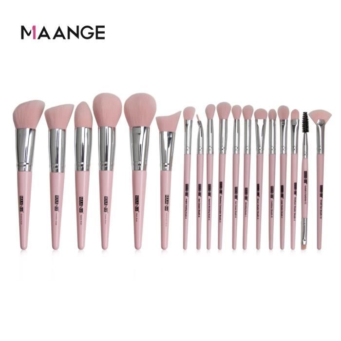 Set Professionnel De 18 Pinceaux De Maquillage Mauve - Pour Poudre Et Fond De Teint - Double Tête