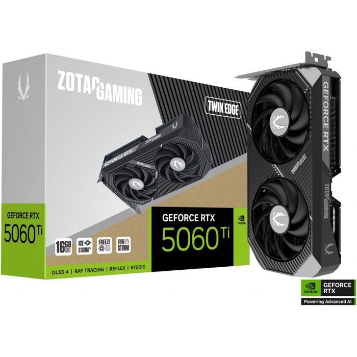 Zotac GAMING GeForce RTX 5060 Ti 16GB Twin Edge - Carte graphique - GeForce RTX 5060 Ti - 16 Go GDDR7 - PCIe 5.0 x8 - 3 x DisplayPort, HDMI