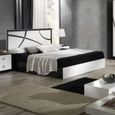 Chambre complète 160*200 Blanc/Noir - CROSS - Noir et Blanc - Bois - Lit : L 165 x l 206 x H 106 cm - Chambre complète-1