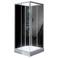 Cabine de douche intégrale 90x90 cm, cabine de douche complète Rimini, portes coulissantes, verre transparent, noir, Schulte-1