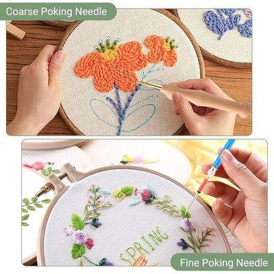 Figured'Art Kit Punch Needle Complet - Toile 20x20cm 'Joli Bouquet' - Pour Débutants