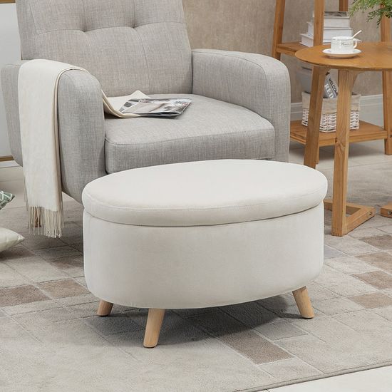 2x Crème/Argent H40 X D35cm Rond Repose-Pieds En Velours Ottoman Tabouret Pouf