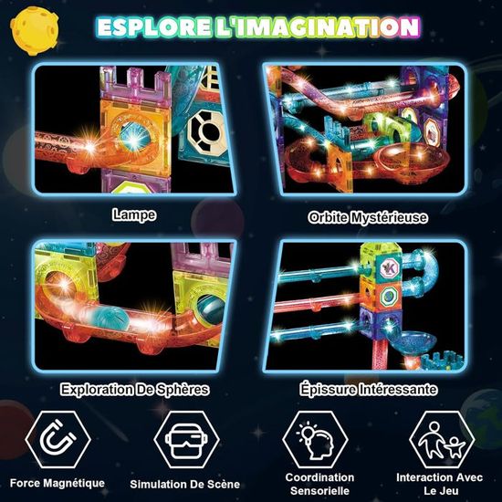 AOMIKS 57 Pièces Blocs Magnétiques STEM Cubes De Construction Magnétiques Jouets éducatifs 3D Pour Enfants Cubes D'apprentissage De Construction Préscolaire Pour Filles Garçons âgés De 3 Ans Et Plus