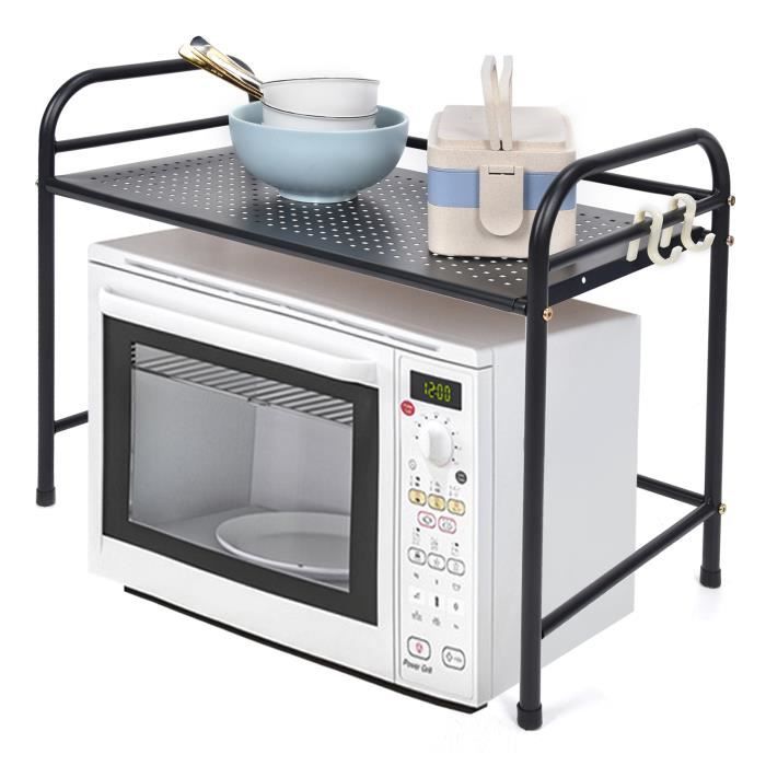 Étagère Extensible Pour Four à Micro-ondes - Réglable 40-60 Cm, Support 30 Kg, Acier Carbone, Noir Ou Blanc