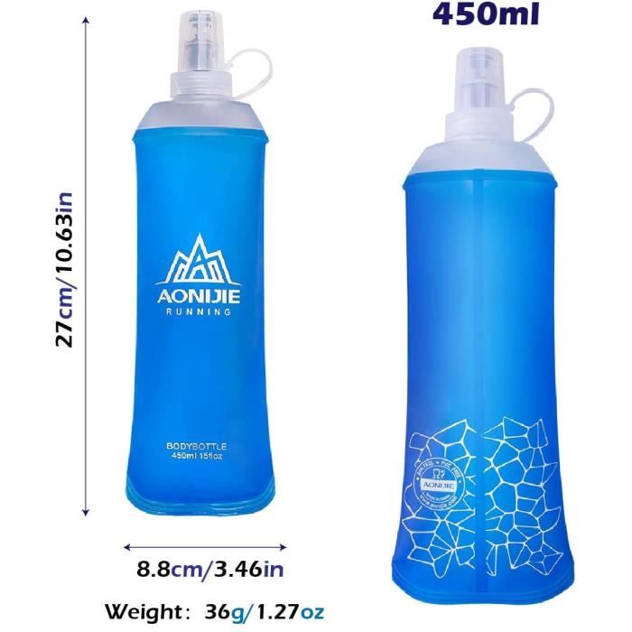 Flasque de running 500ml souple pour sac d'hydratation Gourde avec valve de  sécurité à mordre Profil ergonomique