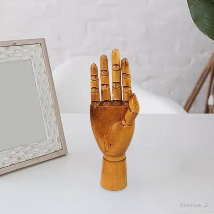 Main Droite Articulée En Bois 18x6 Cm – Modèle Artistique Mannequin Main Pour Dessin, Peinture & Décoration