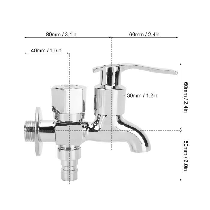 Robinet d'eau double usage pour machine à laver à froid - SONEW -  Interrupteur indépendant - Laiton - Blanc - Cdiscount Jardin