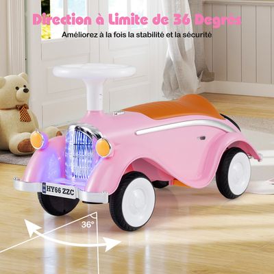 Voiture Porteur Mercedes-Benz Avec Volant, Klaxon Et Sons Moteur – Coffre Sous Siège – Anti-bascule – 12-36 Mois (Rose)