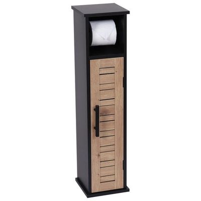 Porte Papier Toilette Sur Pied - Noir, Avec étagère Et Rangement Pour 4 Rouleaux - Pour Salle De Bain - 4