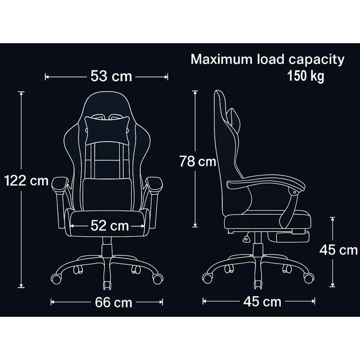 ECOFURNIX Fauteuil de Bureau Massant, Fauteuil Gaming Réglable avec Coussin de Massage Lombaire et Repose-Pieds, Noir et Bleu - Informatique ECOFURNIX Fauteuil de Bureau Massant, Fauteuil Gaming Réglable avec Coussin de Massage Lombaire et Repose-Pieds, Noir et Bleu - Informatique